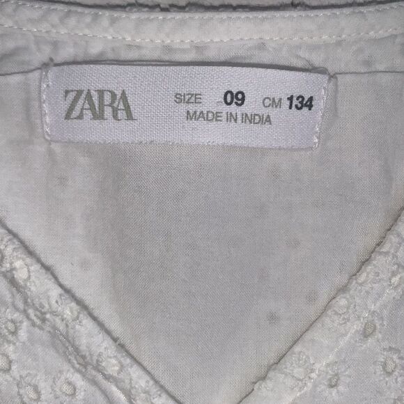 Zara Cotton Sewing V- Neck Buttons Front Tiered Mini Dress Size 9 - Picture 11 of 11